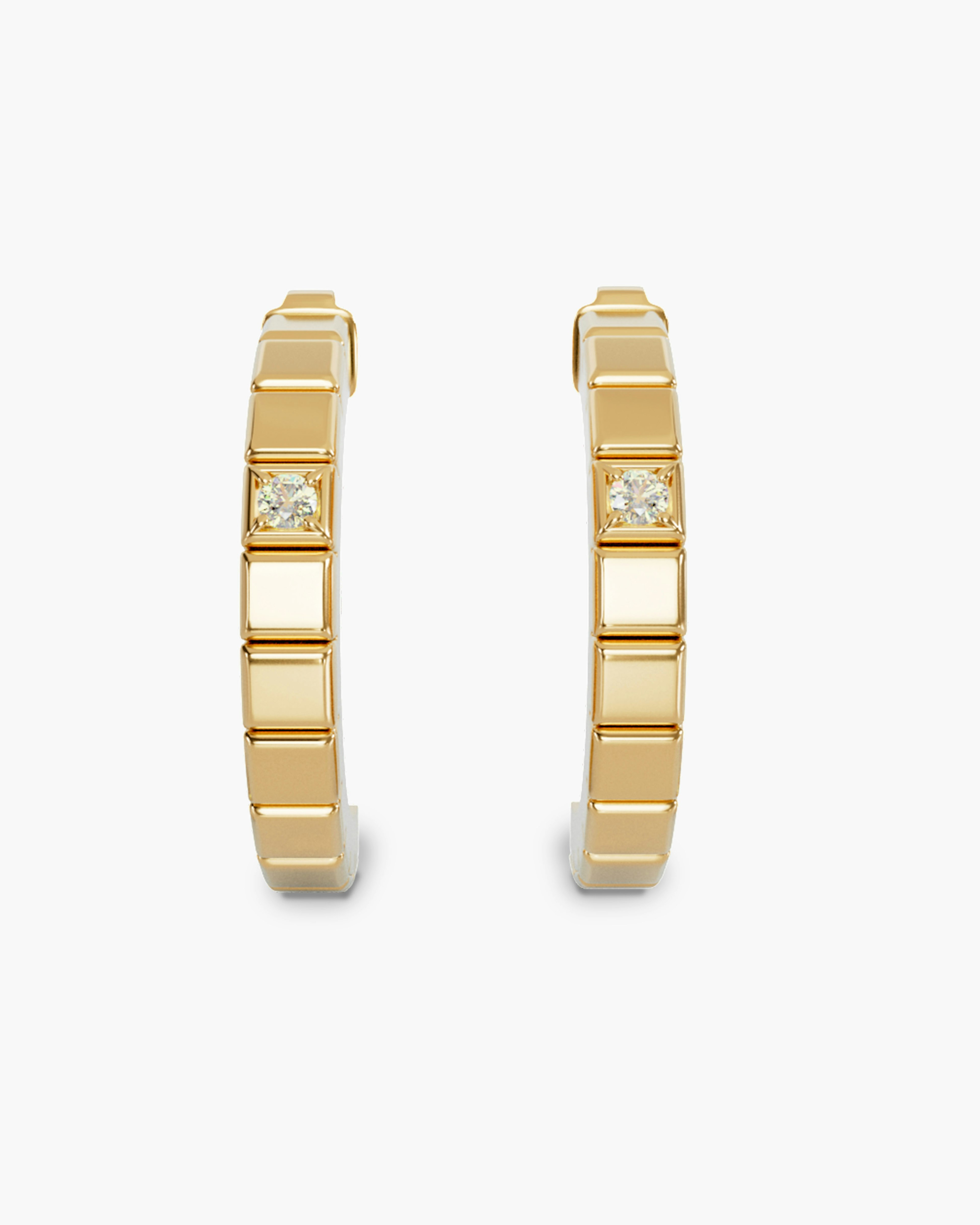 Modular Gold Plated Earrings With White Diamonds