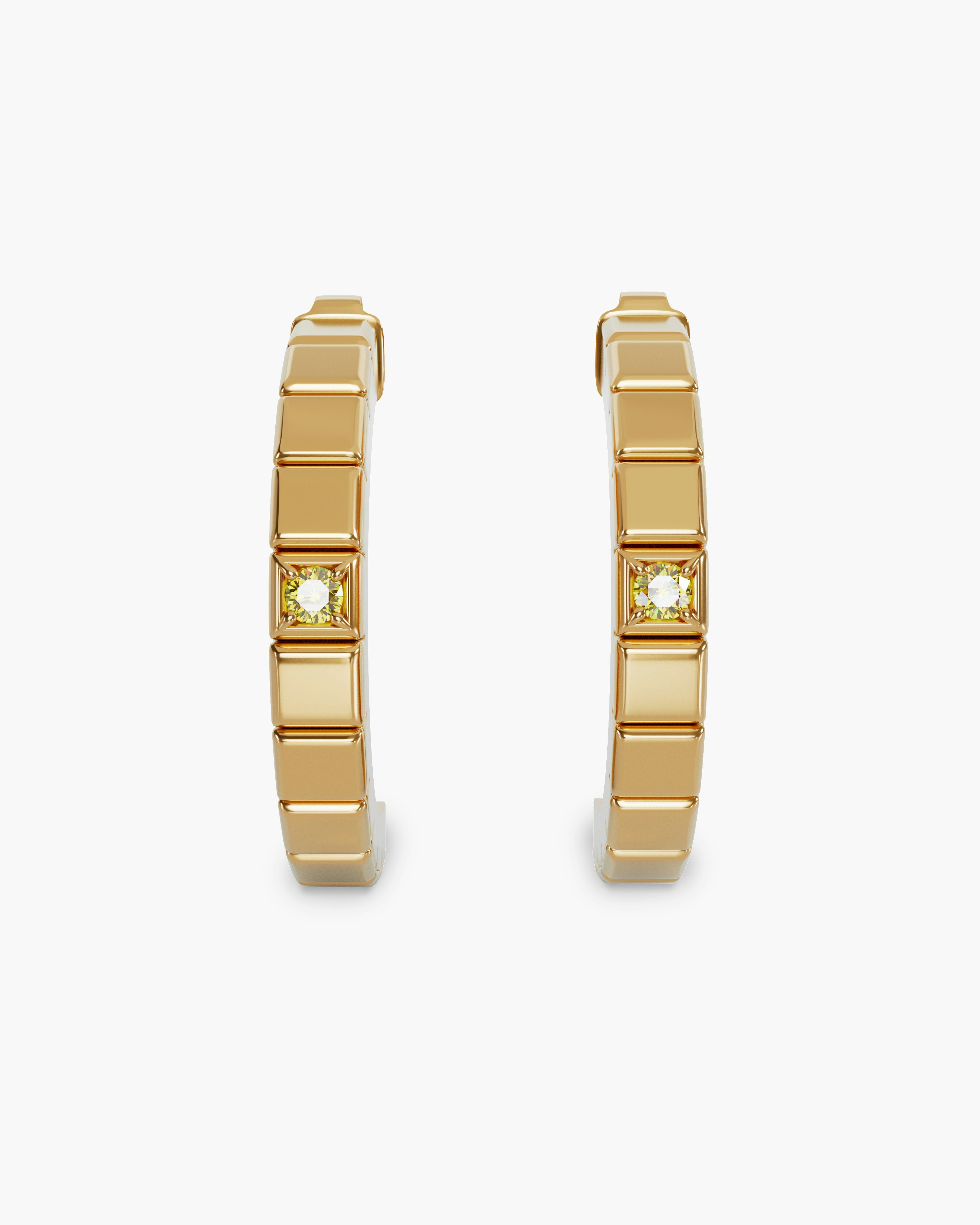 Modular Gold Plated Earrings With Yellow Diamonds