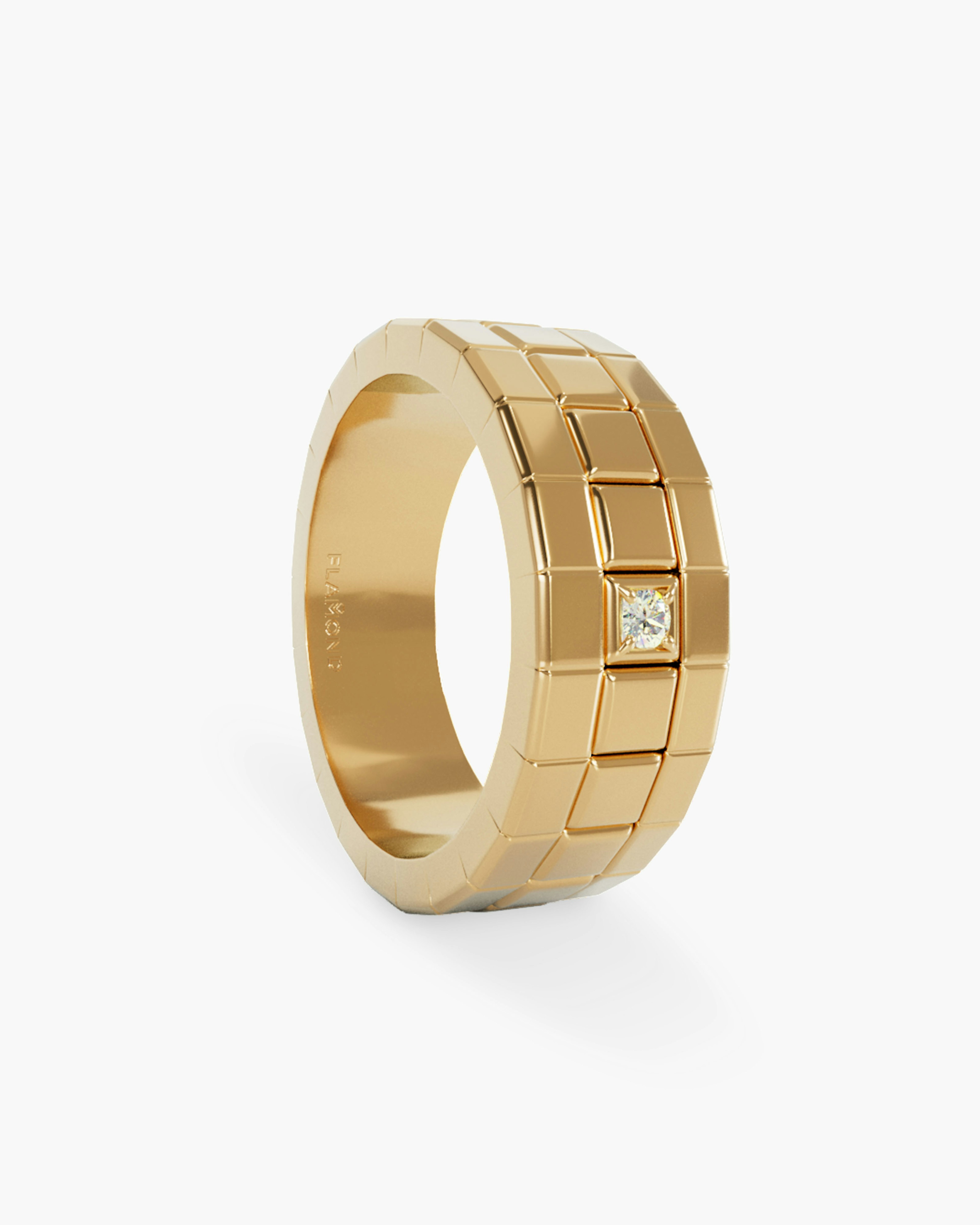 Modular Gold Plated Men Ring with White Diamond 