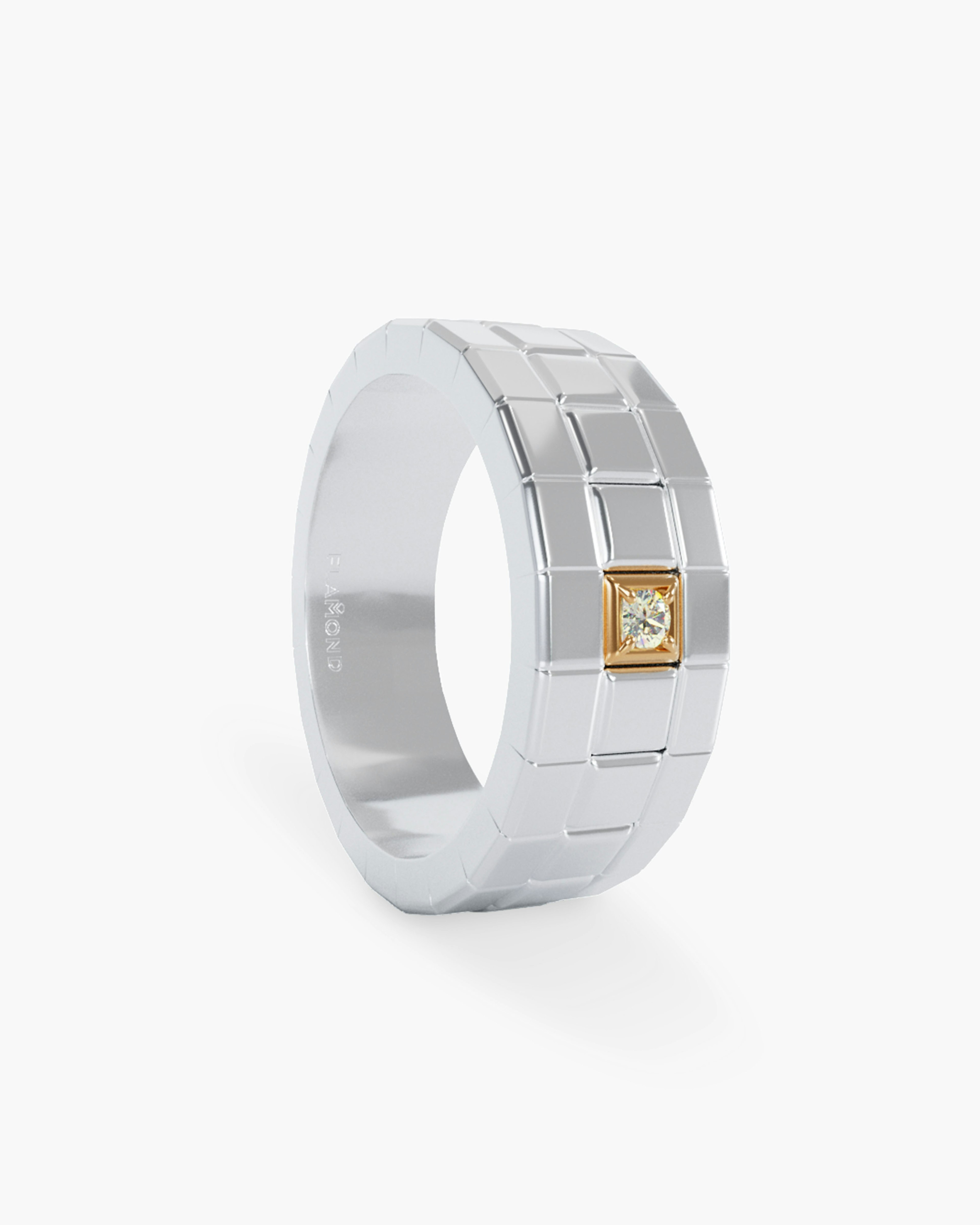 Modular White Rhodium Men Ring with White Diamond 