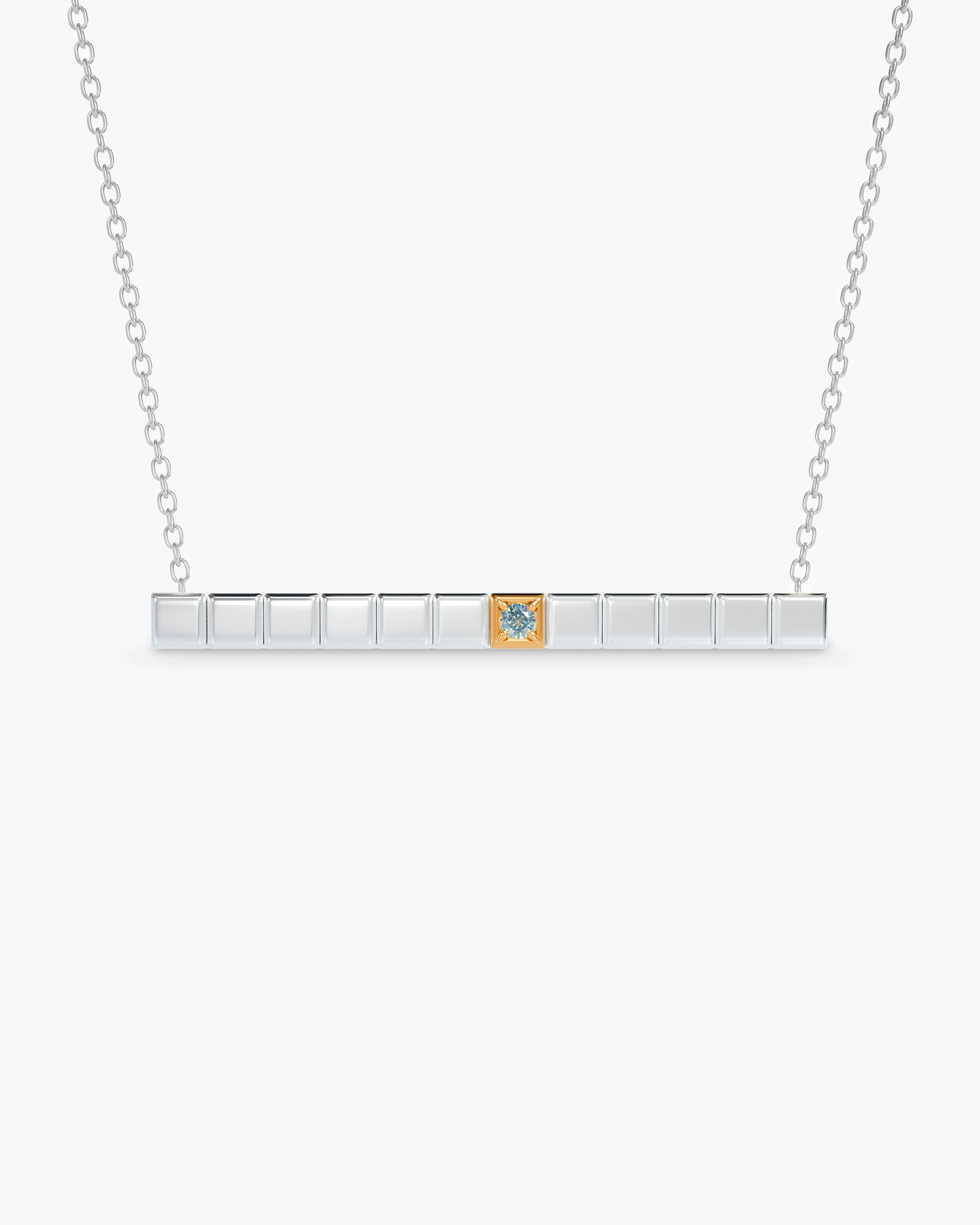 Modular White Rhodium Necklace With Blue Diamond