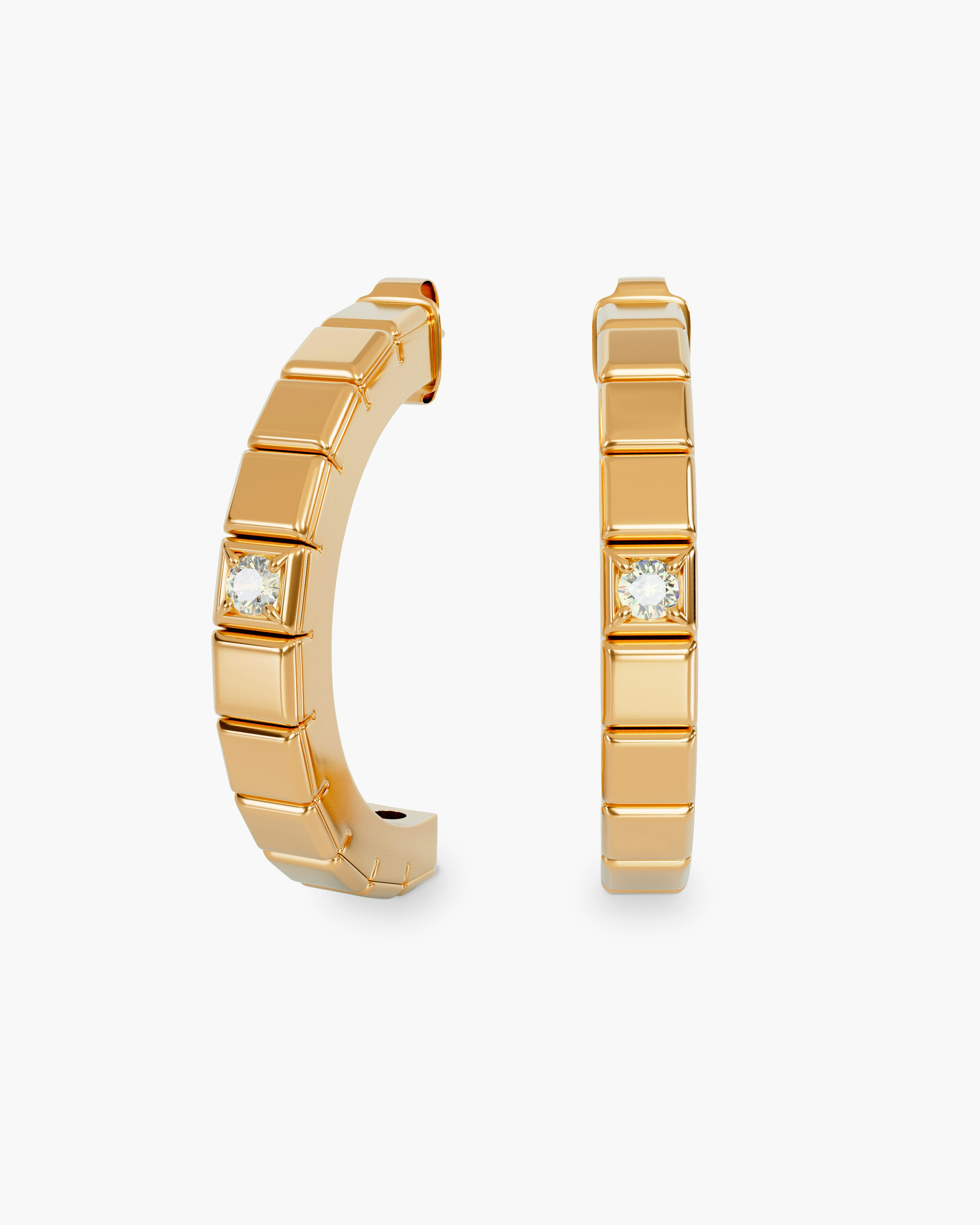 Modular Gold Plated Earrings With White Diamonds