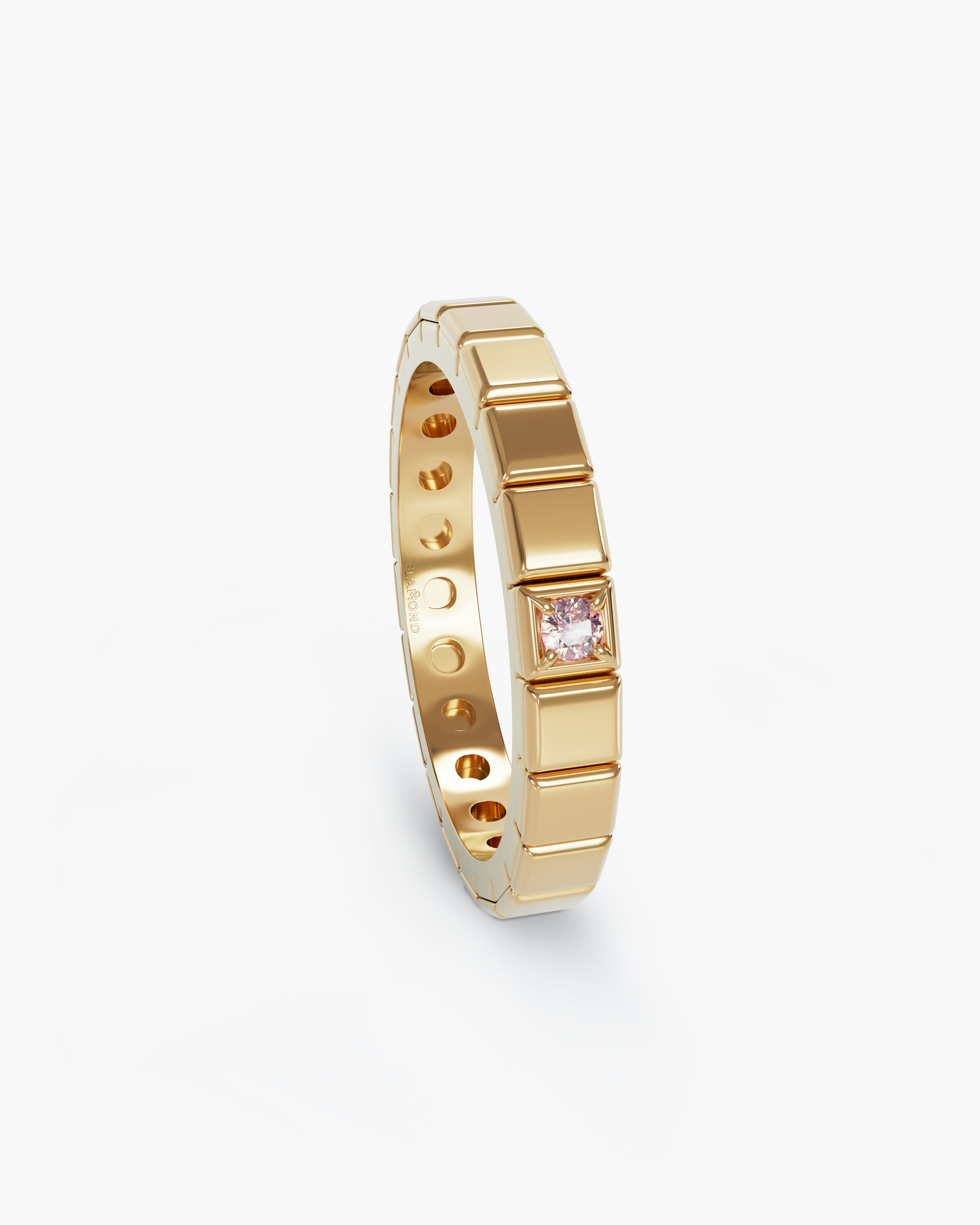 Modular Gold Plated Ring with Pink Diamond